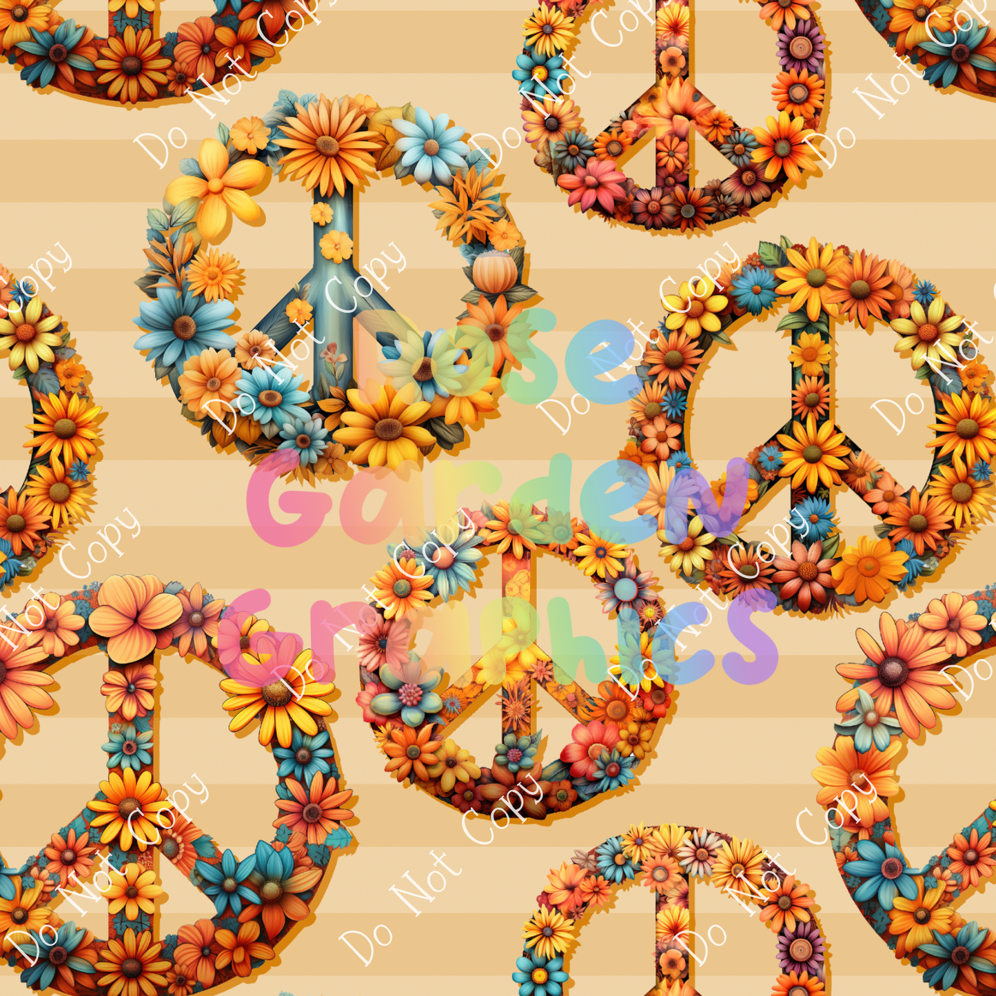 Floral Peace Signs Seamless Image
