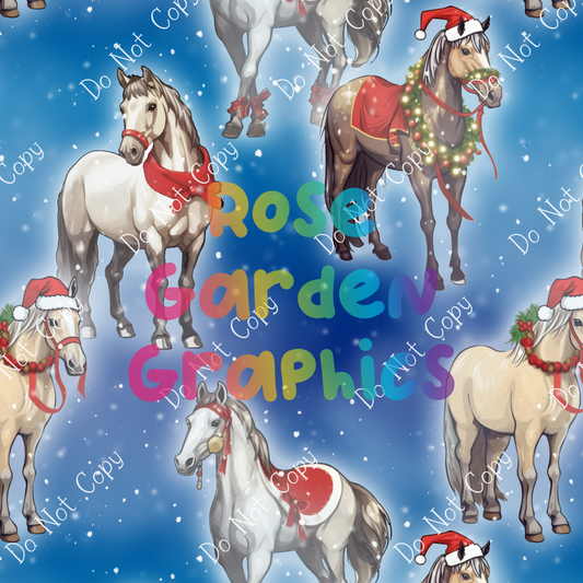 Christmas Horses Seamless Image