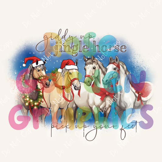 Christmas Horses "Giddy Up, Jingle Horse, Pick Up Your Feet" PNG