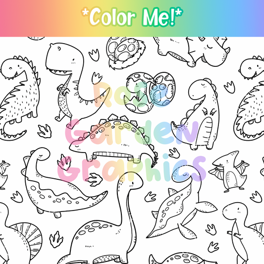 Color Me Dinosaurs Seamless Image