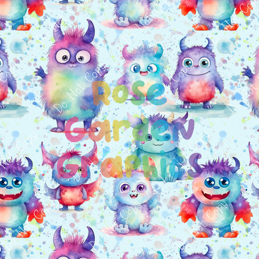 Cute Monsters Seamless Image