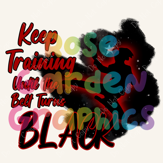 Karate Glow (Girl) "Keep Training Until the Belt Turns Black" PNG