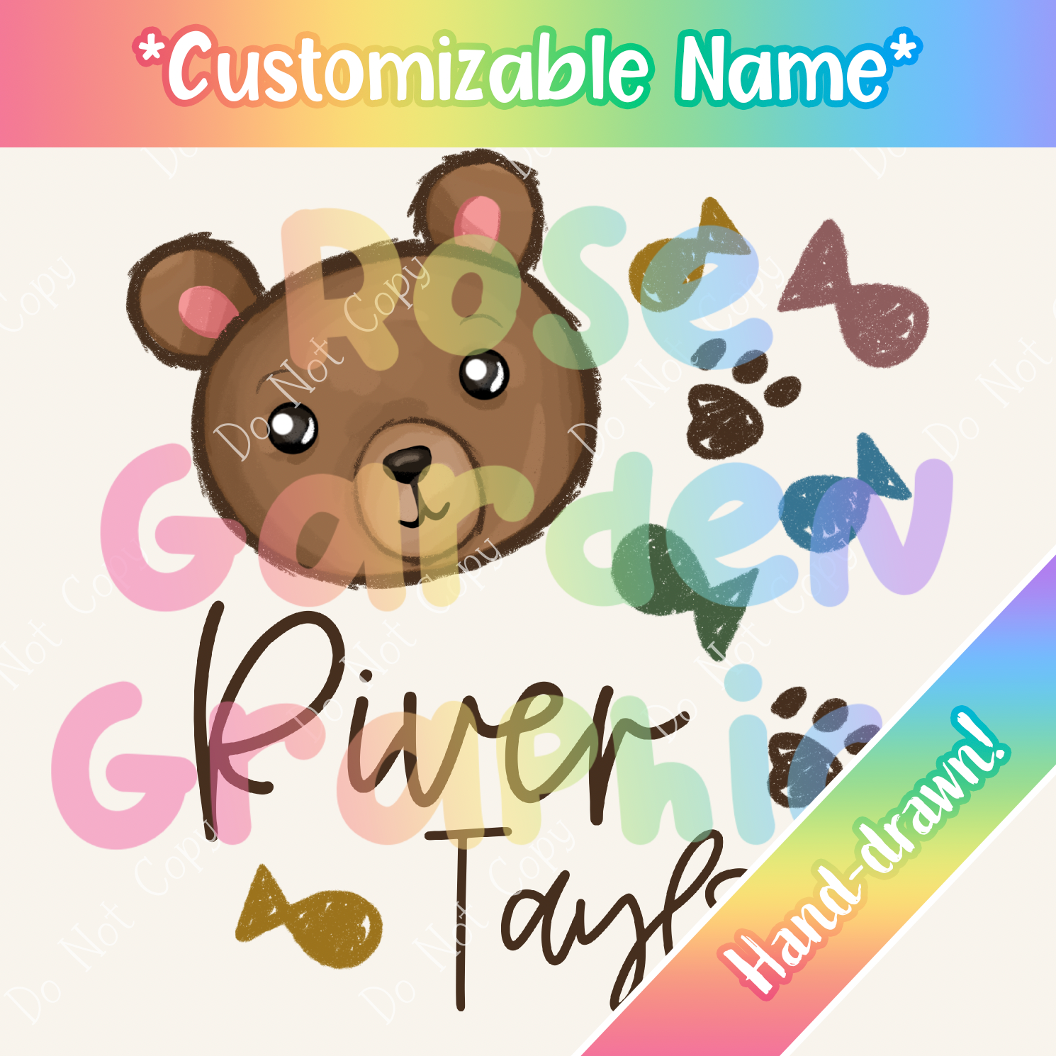 Boho Bear Custom Name PNG 5 per name file