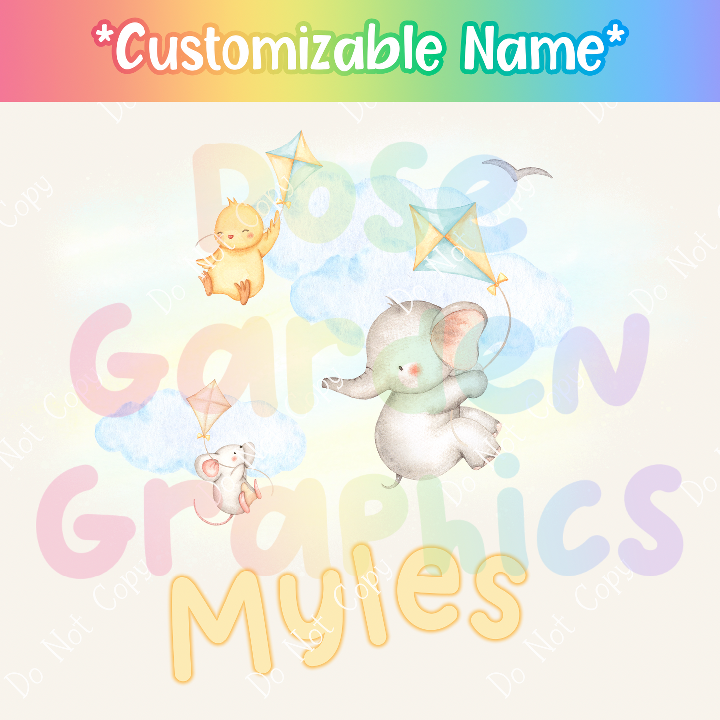 Kite Animals Custom Name PNG ($5 per name file)