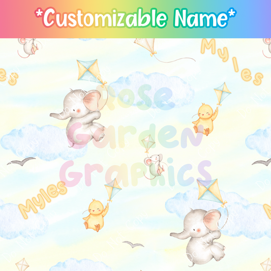 Kite Animals Custom Name Seamless File ($5 per name file)