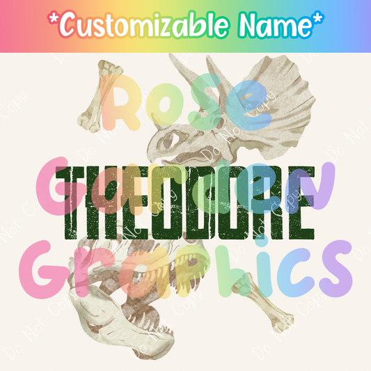 Dino Bones (Green) Custom PNG ($5 per name file)