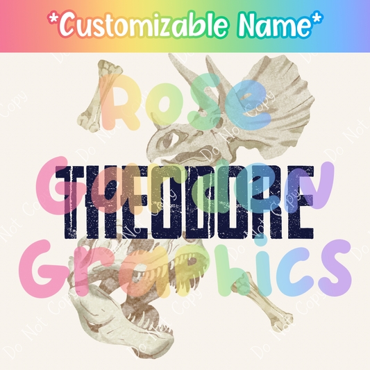 Dino Bones (Blue) Custom PNG ($5 per name file)