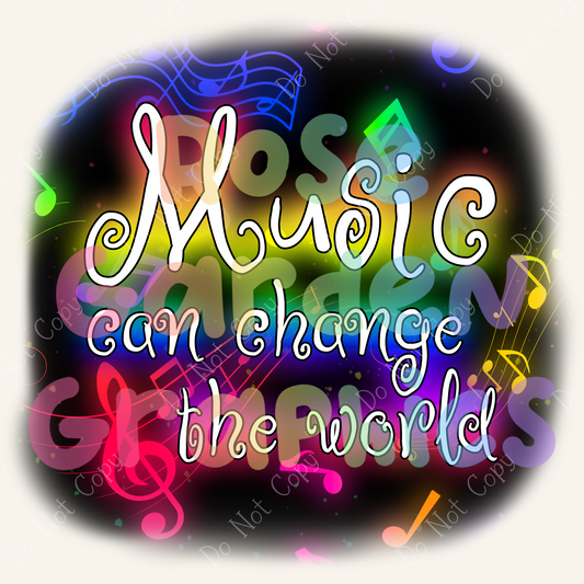 Music Notes Glow (Rainbow) "Music Can Change the World" PNG
