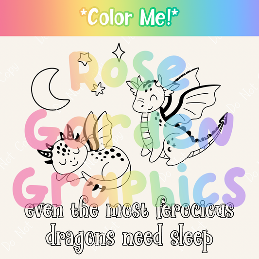 Color Me Dragons "Even the Most Ferocious Dragons Need Sleep" PNG