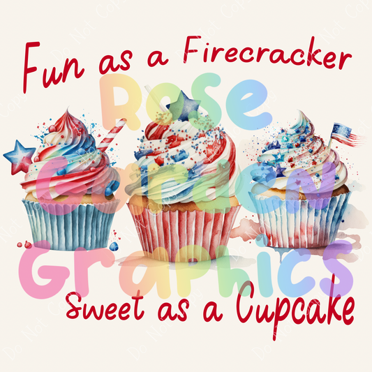 Patriotic Cupcakes "Fun As a Firecracker, Sweet As a Cupcake" PNG