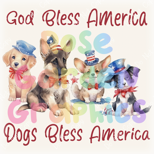 Patriotic Pups "God Bless America, Dogs Bless America" PNG