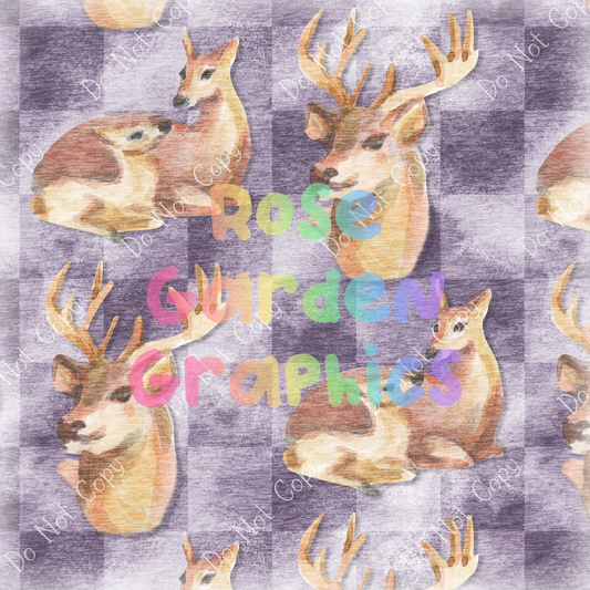 Distressed Deer (Purple) Seamless Image
