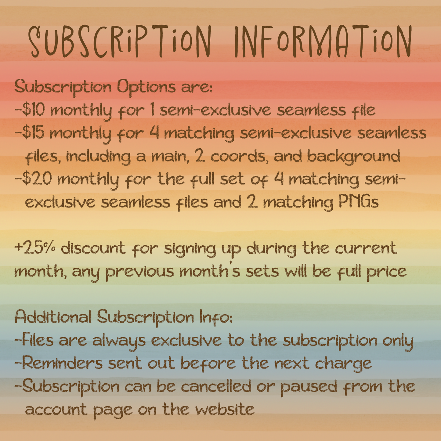 Monthly Subscription Exclusive Package