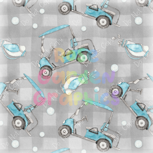 Golf Carts (Blue) Seamless Image