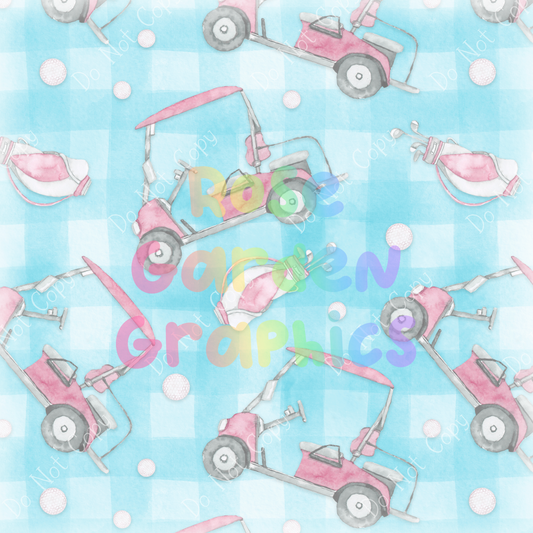 Golf Carts (Pink) Seamless Image