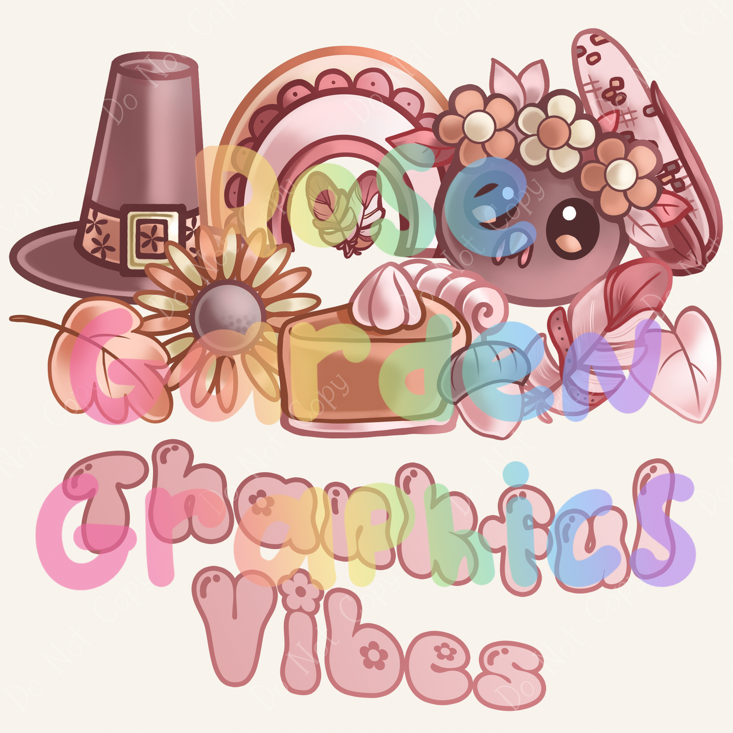 Girly Turkey Day "Thankful Vibes" PNG