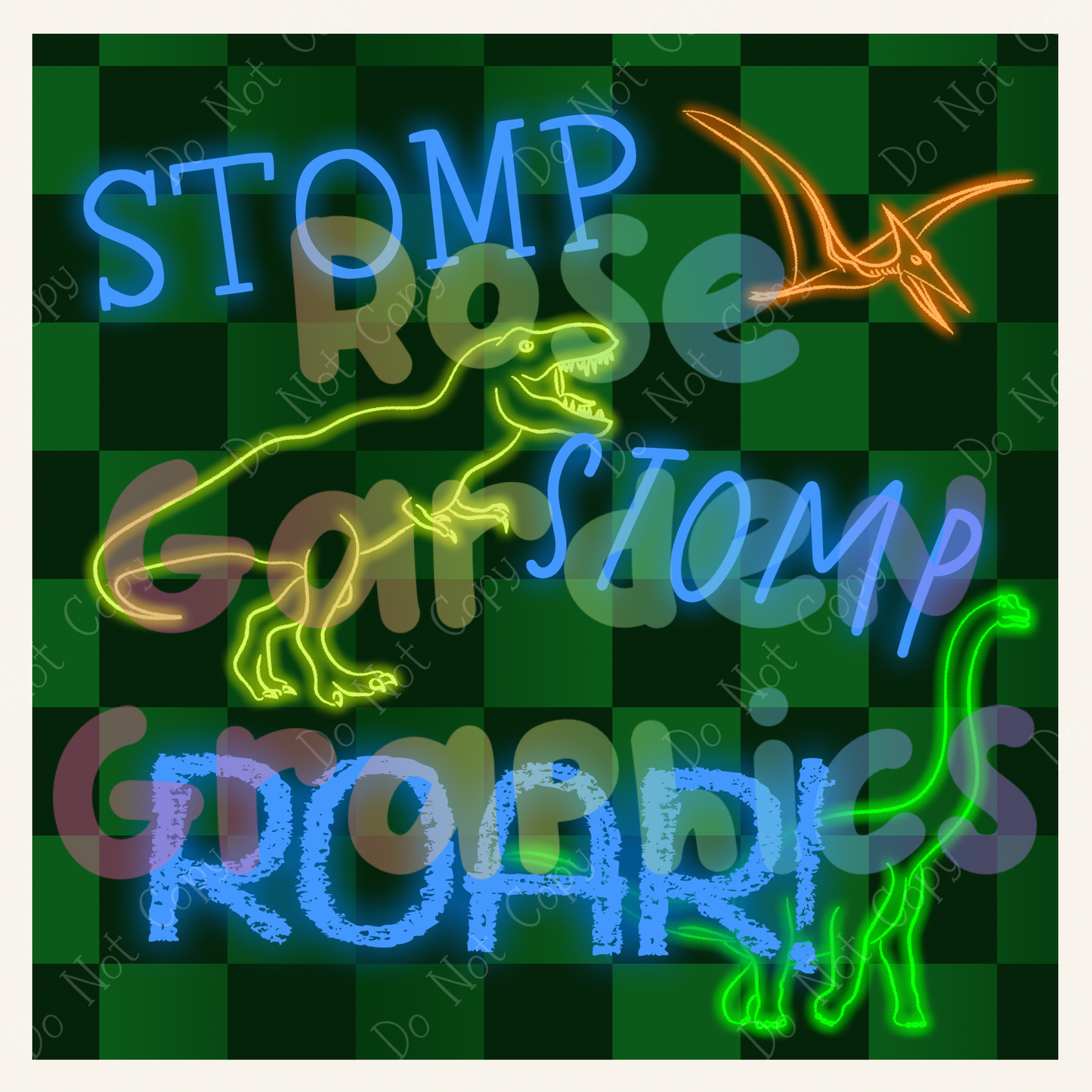 Green Dino Glow Party "Stomp Stomp Roar!" PNG