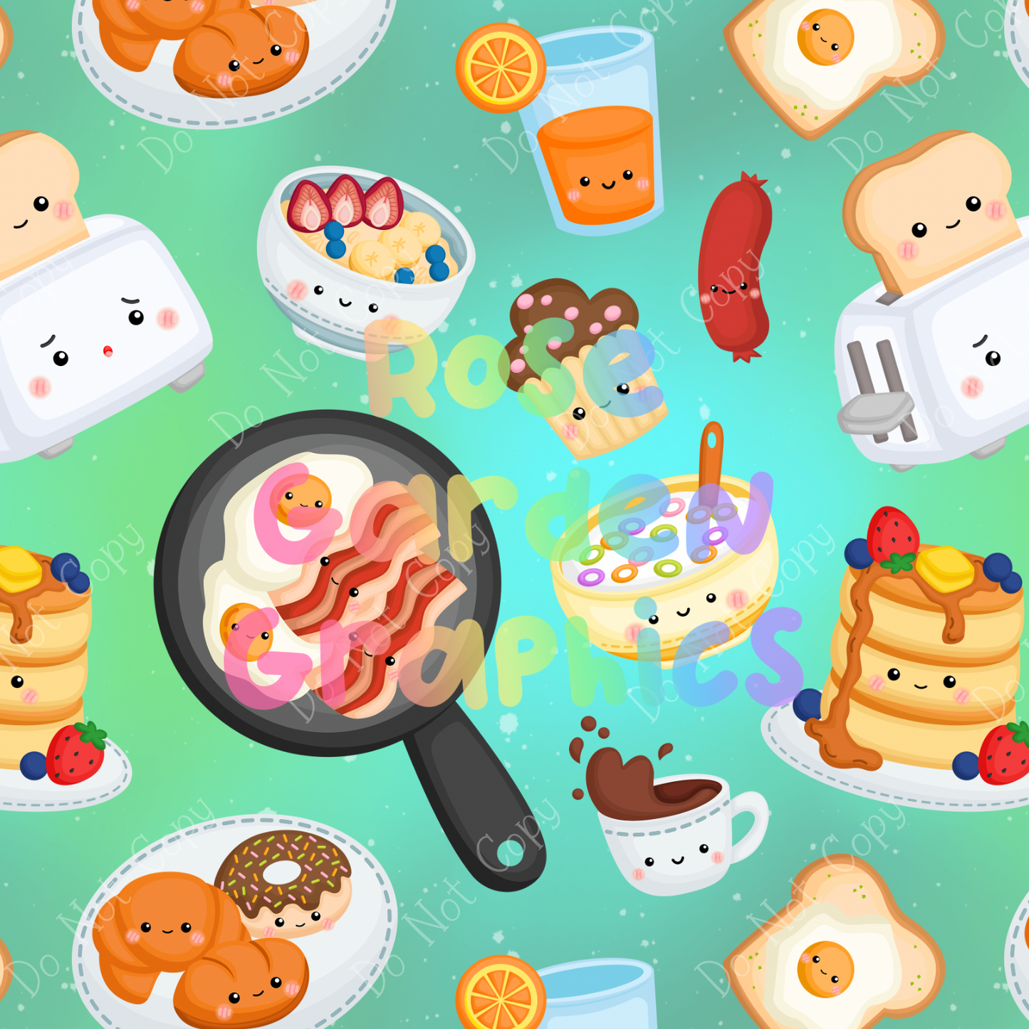 Breakfast Kawaii Seamless Image