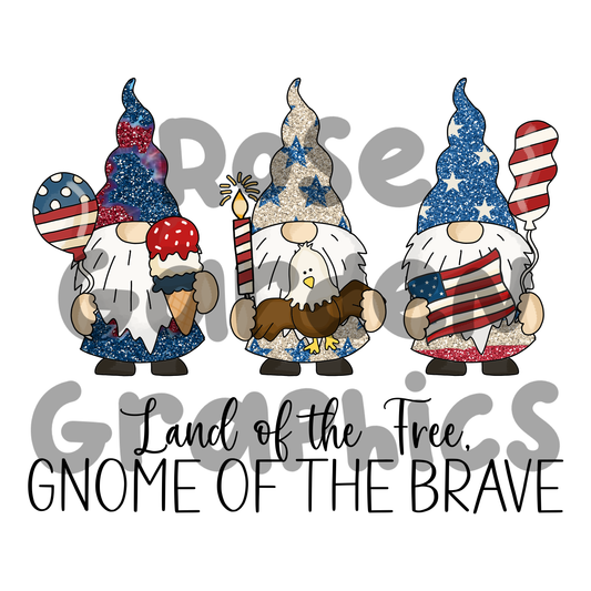 4th of July Gnomes "Land of the Free, Gnome of the Brave" PNG