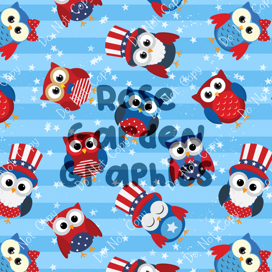 4th of July Owls Seamless Image