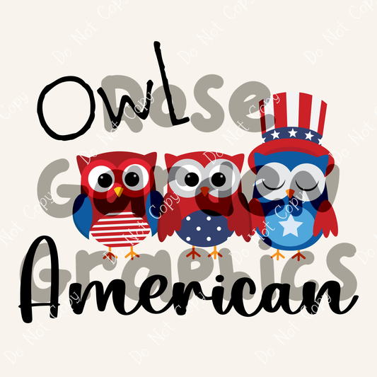4th of July Owls "Owl American" PNG