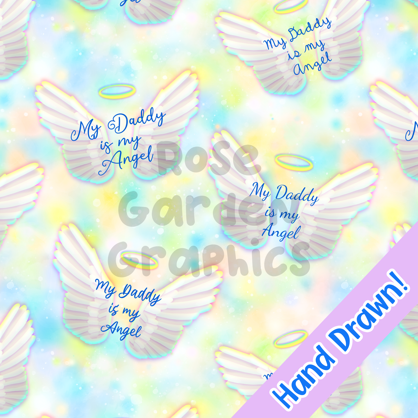 Angel Wings (Blue) "My Daddy is My Angel" Seamless Image