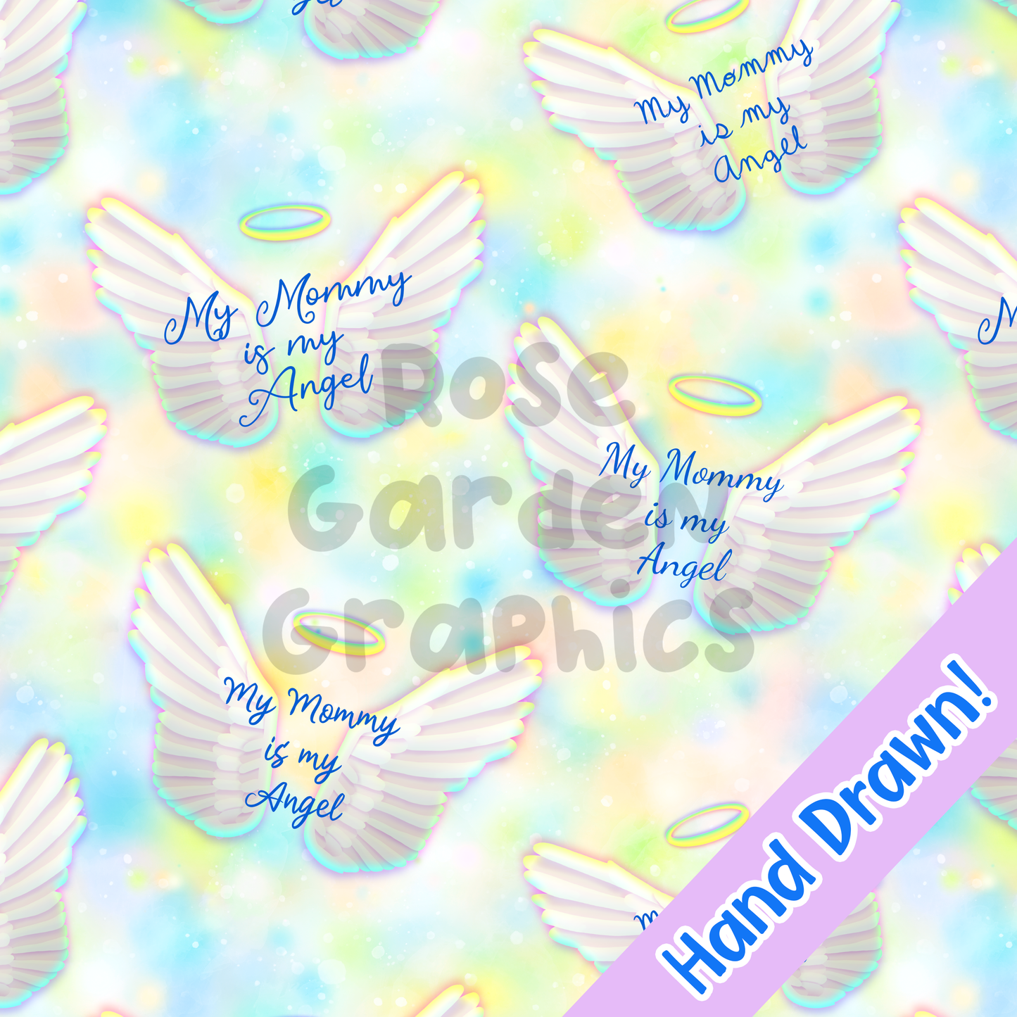 Angel Wings (Blue) "My Mommy is My Angel" Seamless Image