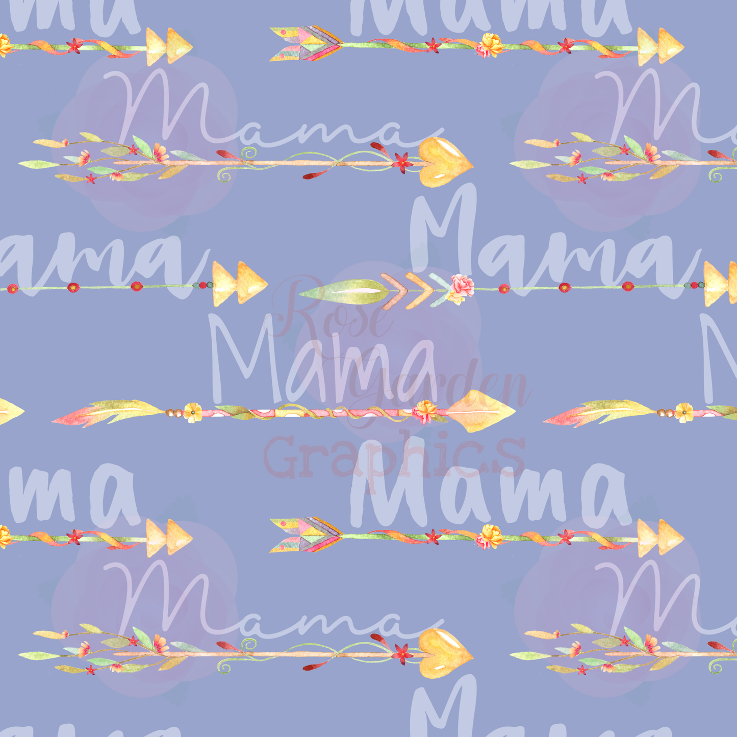 Floral Arrows "Mama" Seamless Image