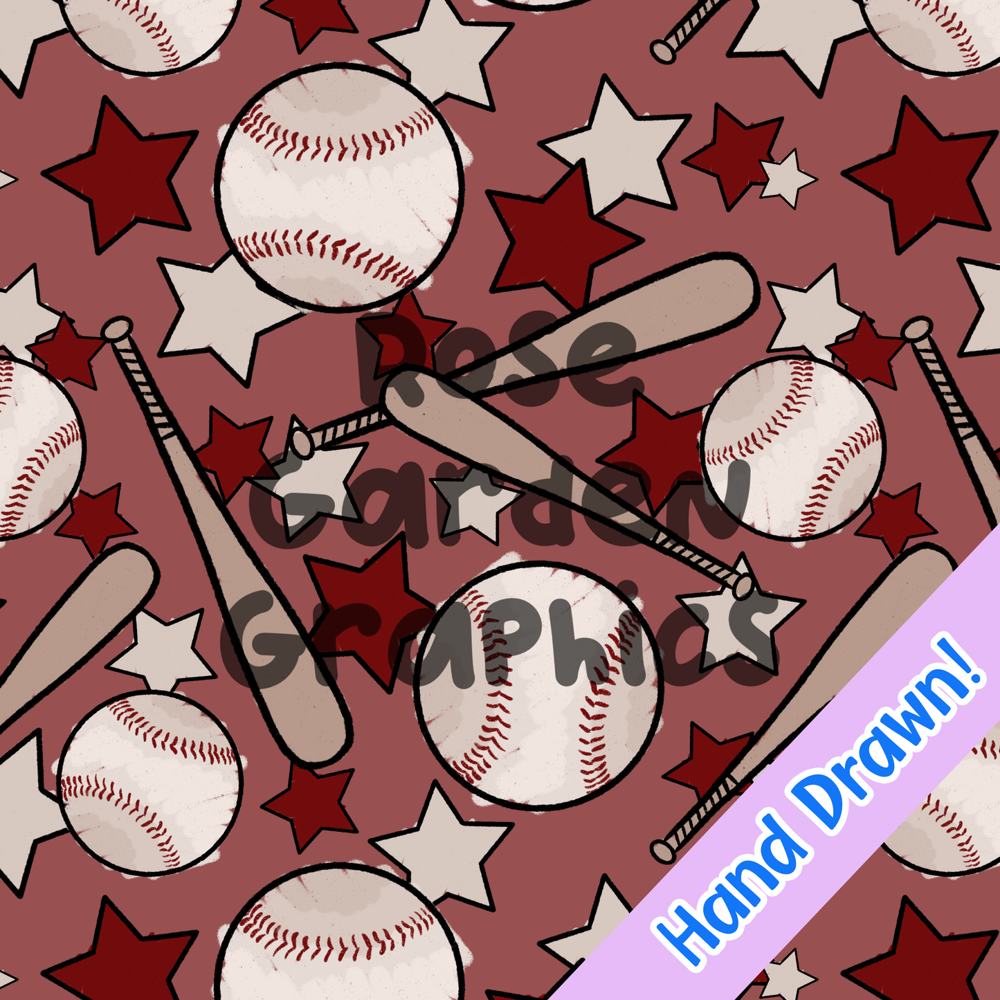 Baseball Crayon Seamless Image