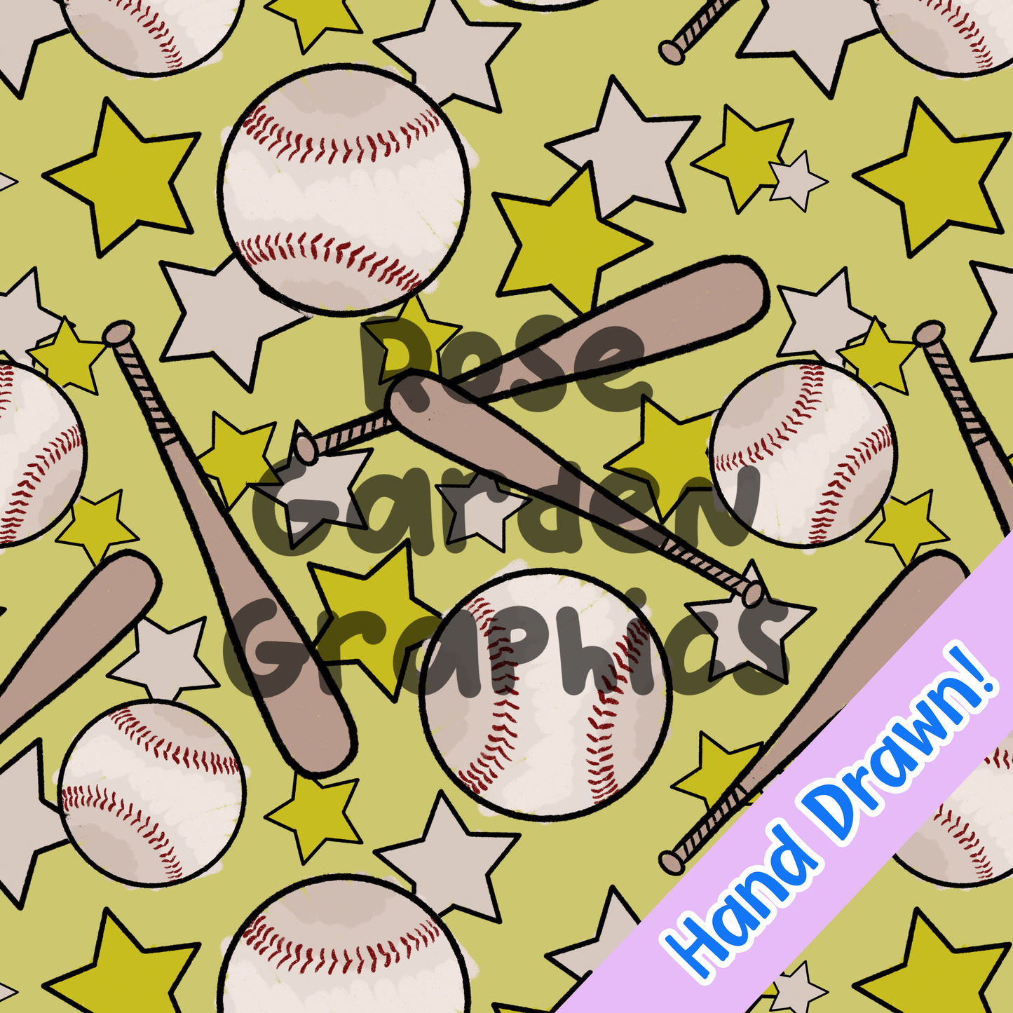 Baseball Crayon Seamless Image