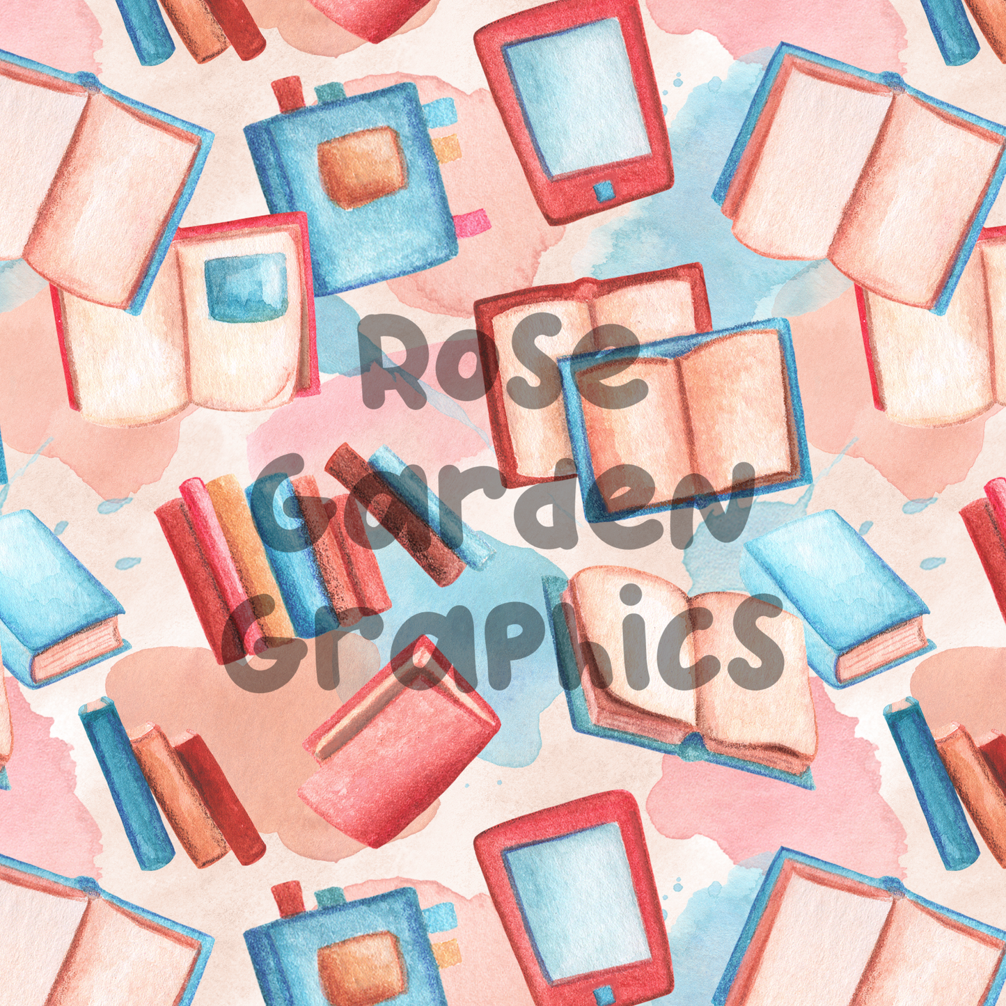 Books Watercolor Seamless Image