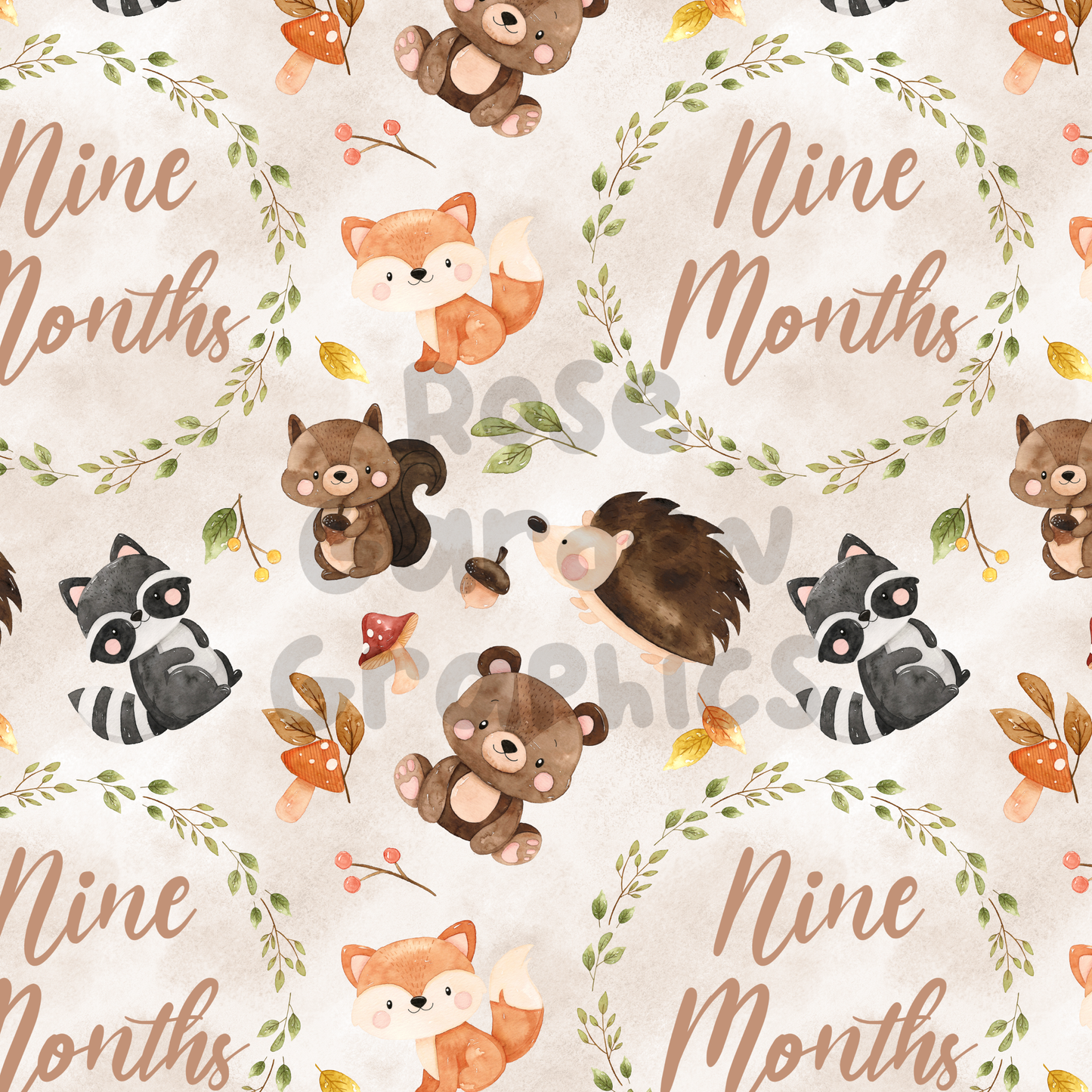 Forest Animals Milestone Months Seamless Image Collection
