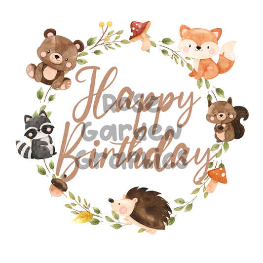 Forest Animals "Happy Birthday" PNG