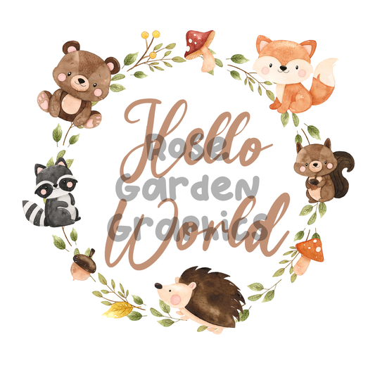 Forest Animals "Hello World" PNG