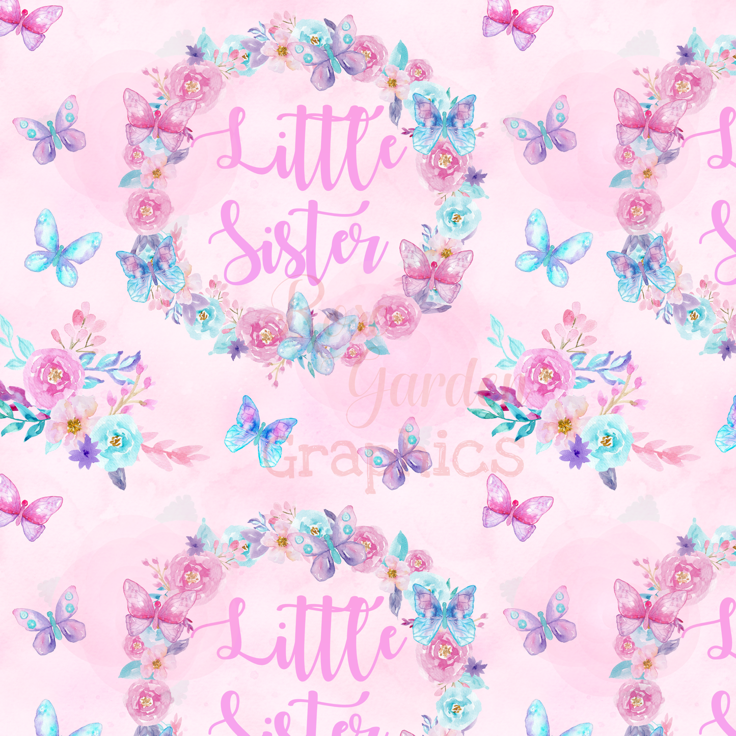 Butterflies Watercolor Big Sister/Little Sister Seamless Images
