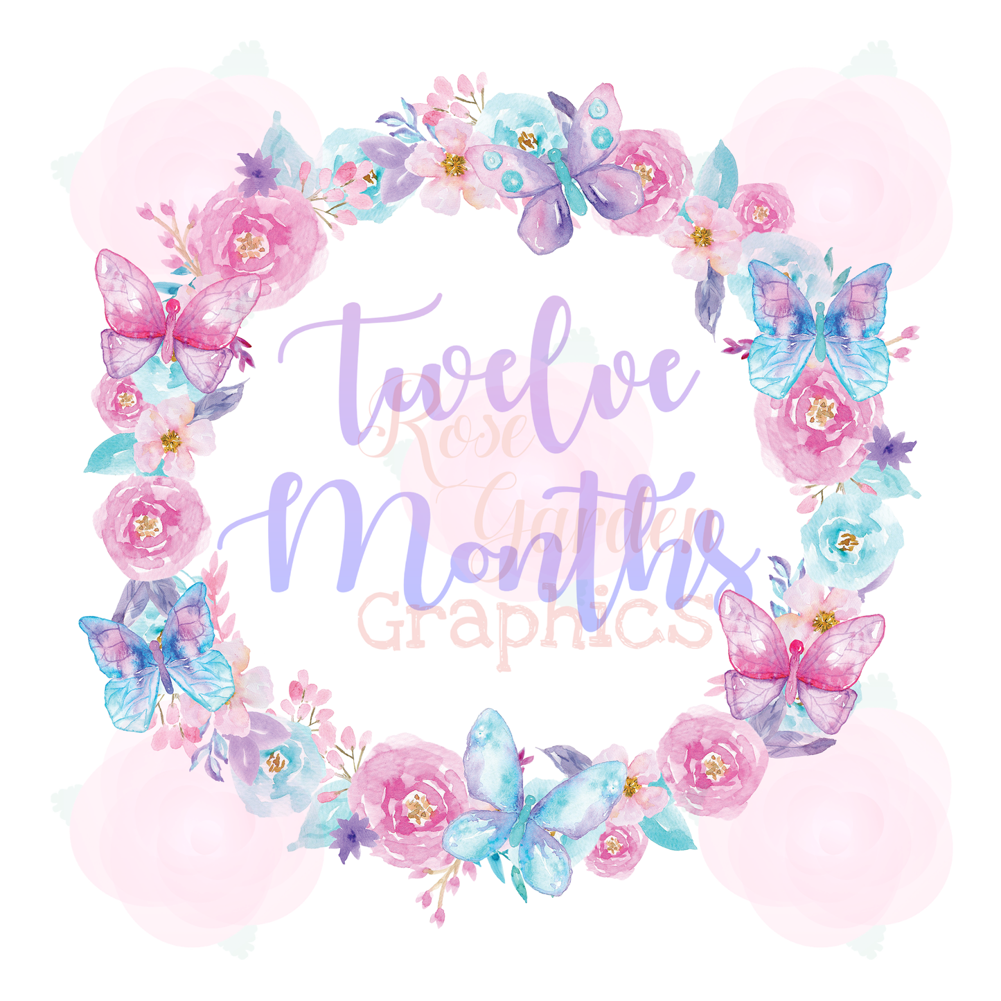 Butterflies Watercolor Milestone Months PNG Collection
