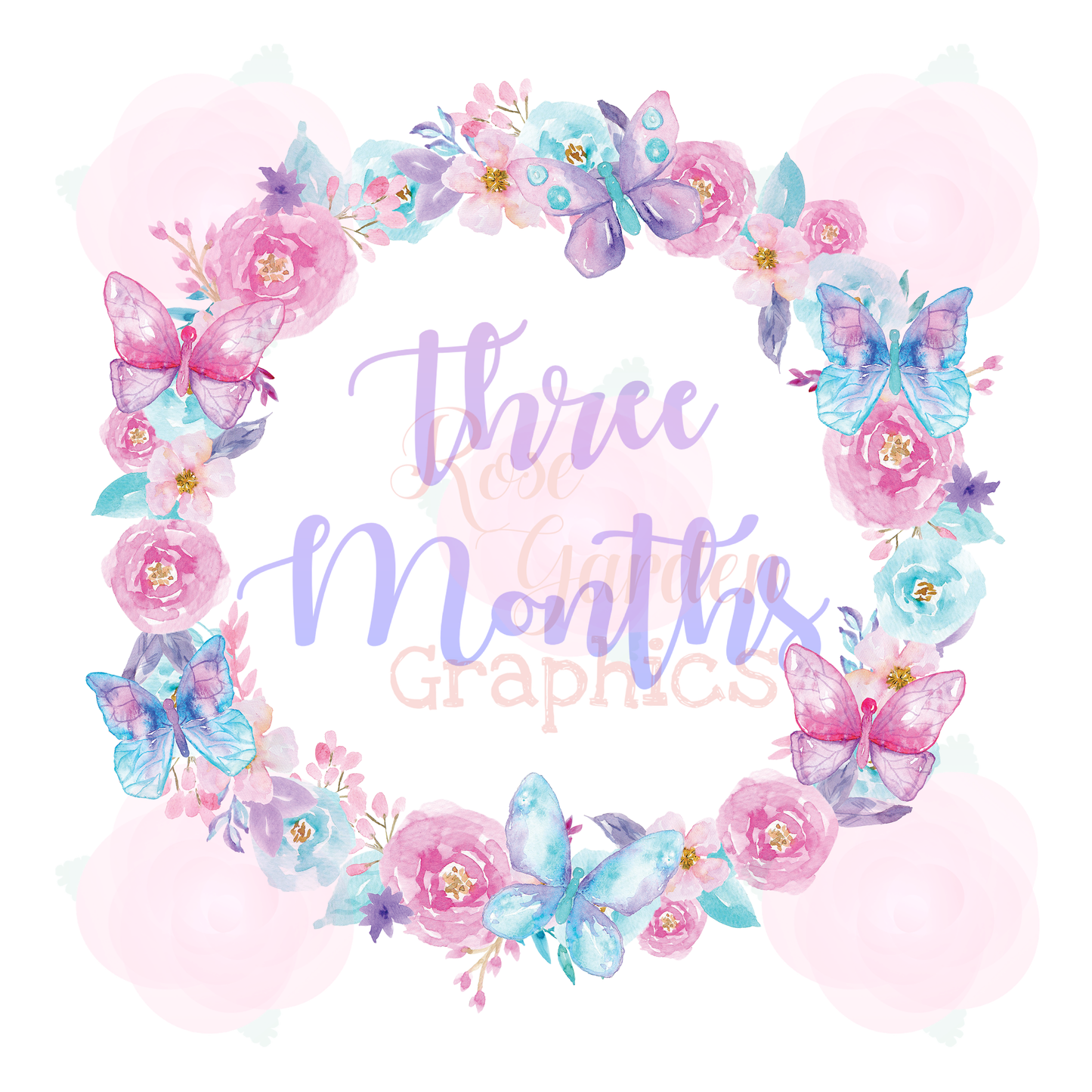 Butterflies Watercolor Milestone Months PNG Collection