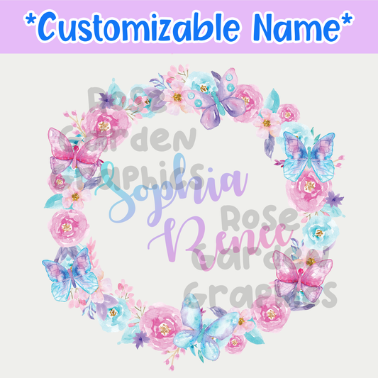 Butterflies Watercolor Custom Name PNG ($5 per name file)