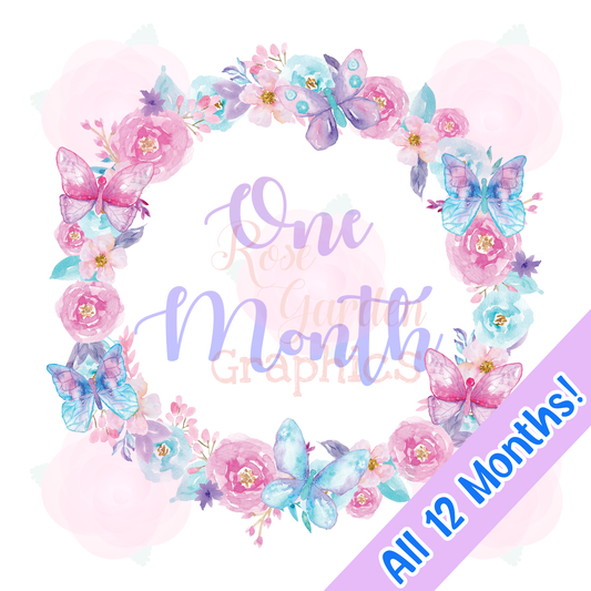 Butterflies Watercolor Milestone Months PNG Collection