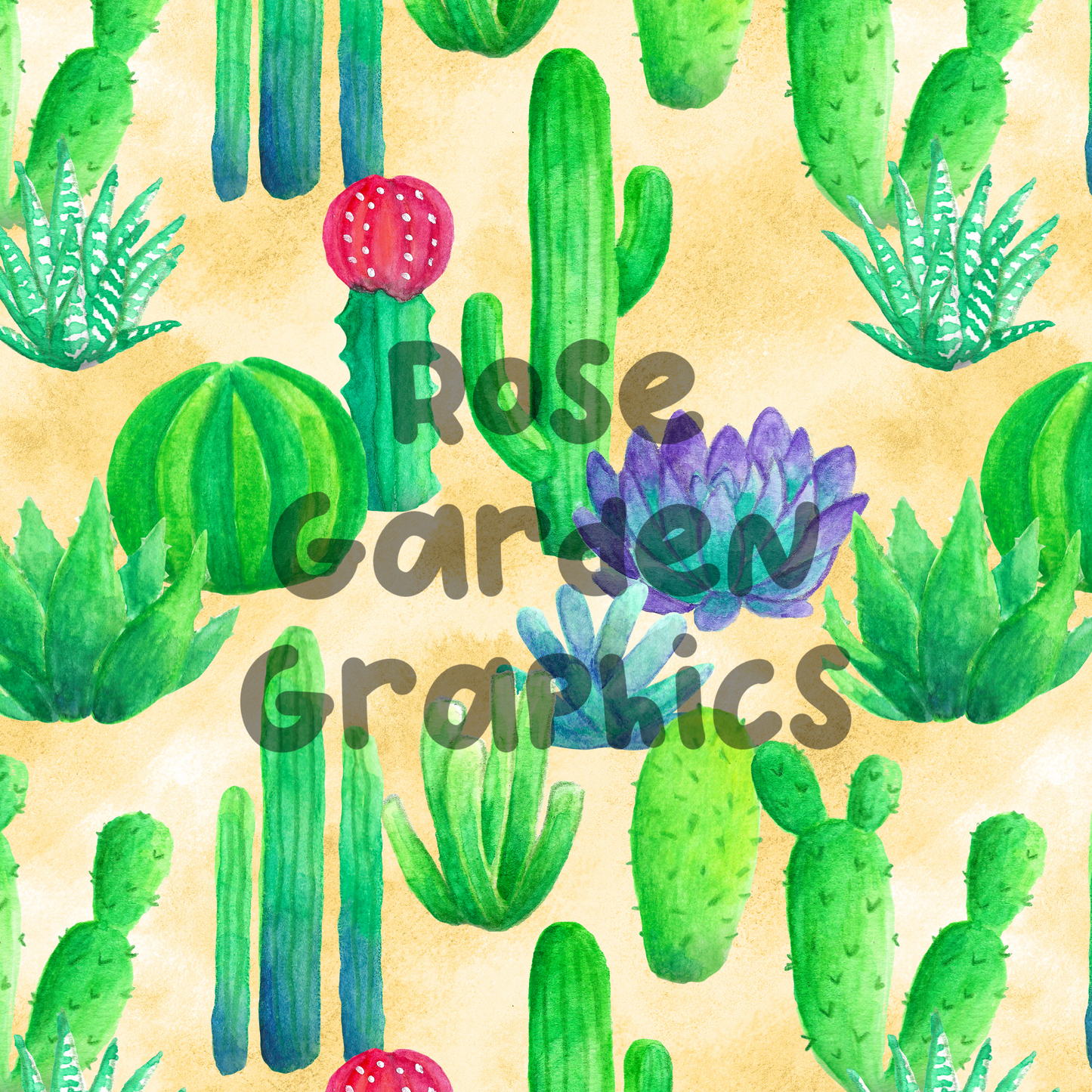 Cactus Watercolor Seamless Image