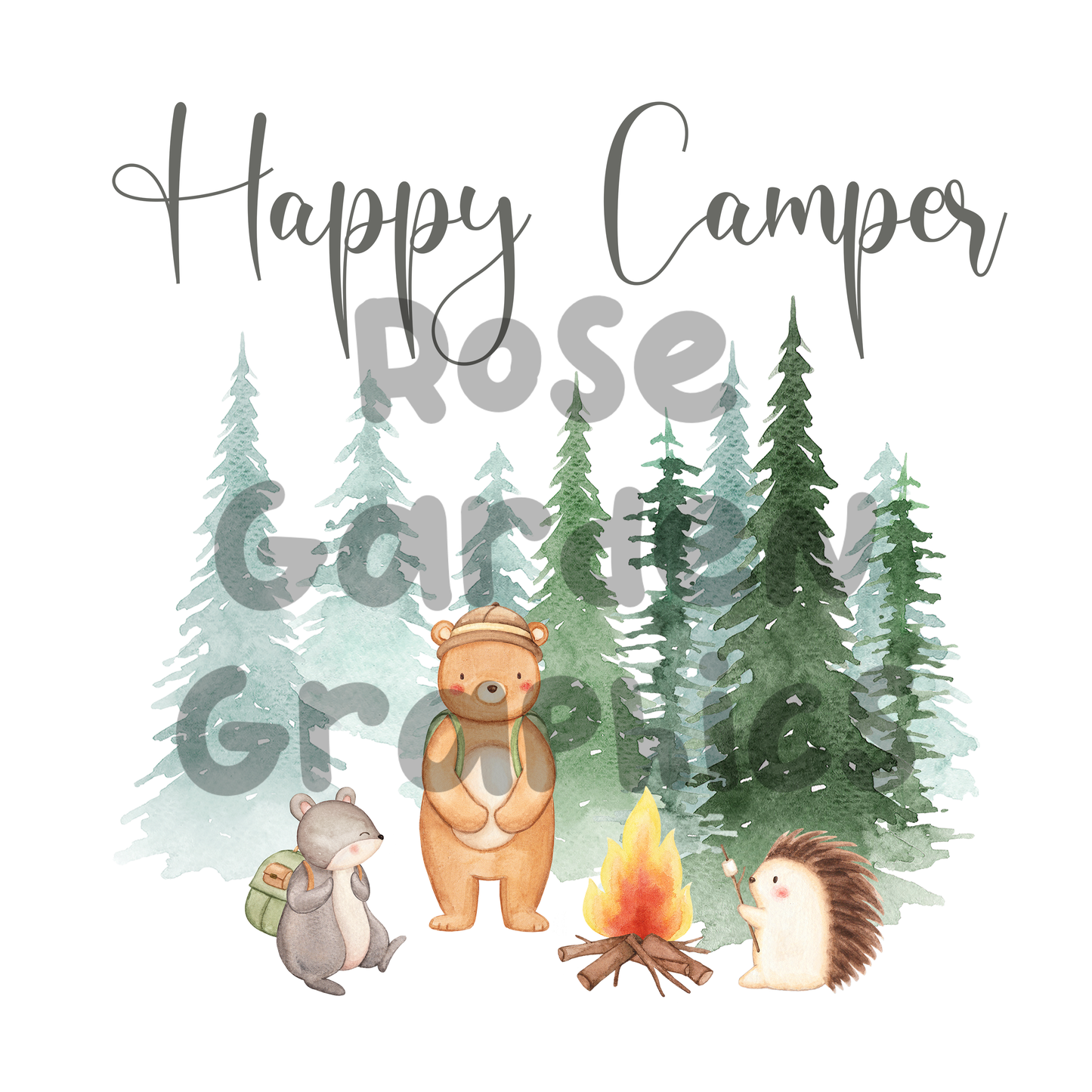 Camping Animals "Happy Camper" PNG