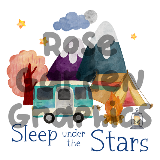 Camping Watercolor "Sleep Under the Stars" PNG
