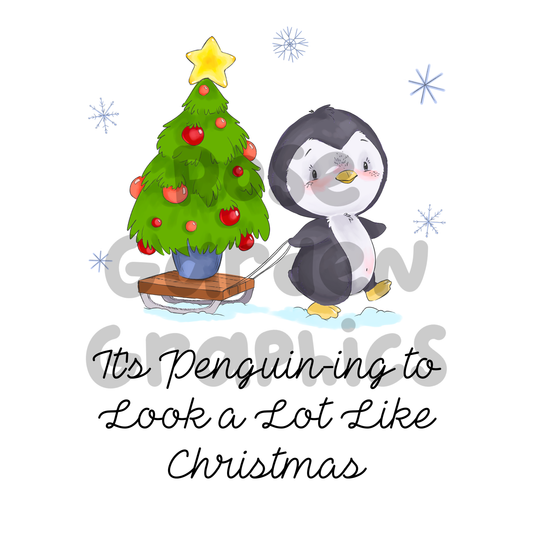Christmas Penguins "It's Penguin-ing to Look a Lot Like Christmas" PNG