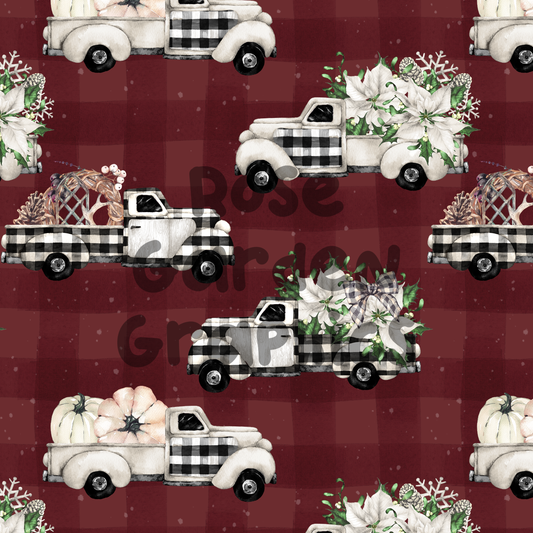 Christmas Trucks Seamless Image