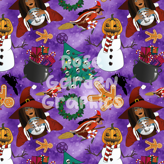 Christmas Witches Seamless Image