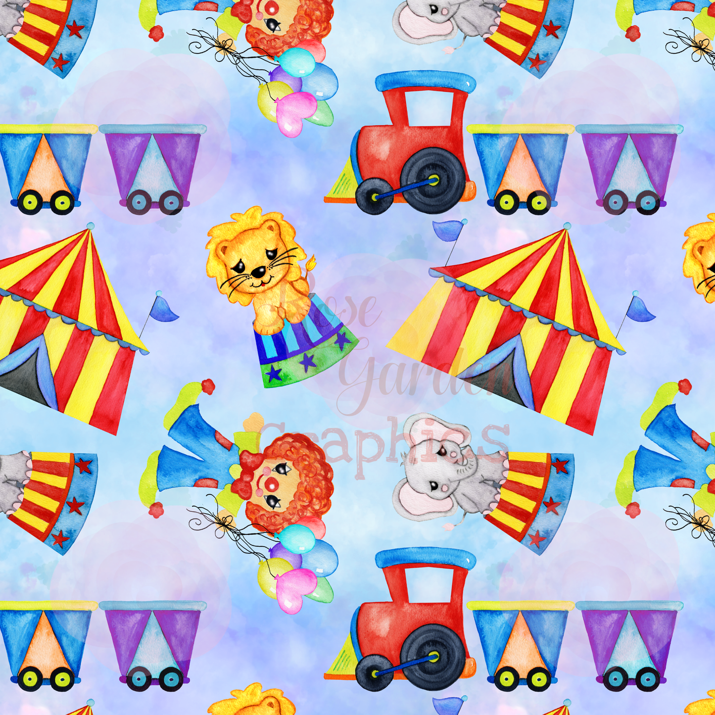 Watercolor Circus Seamless Image