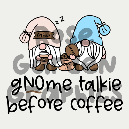 Coffee Gnomes (Blue) "gNOme talkie no coffee" PNG