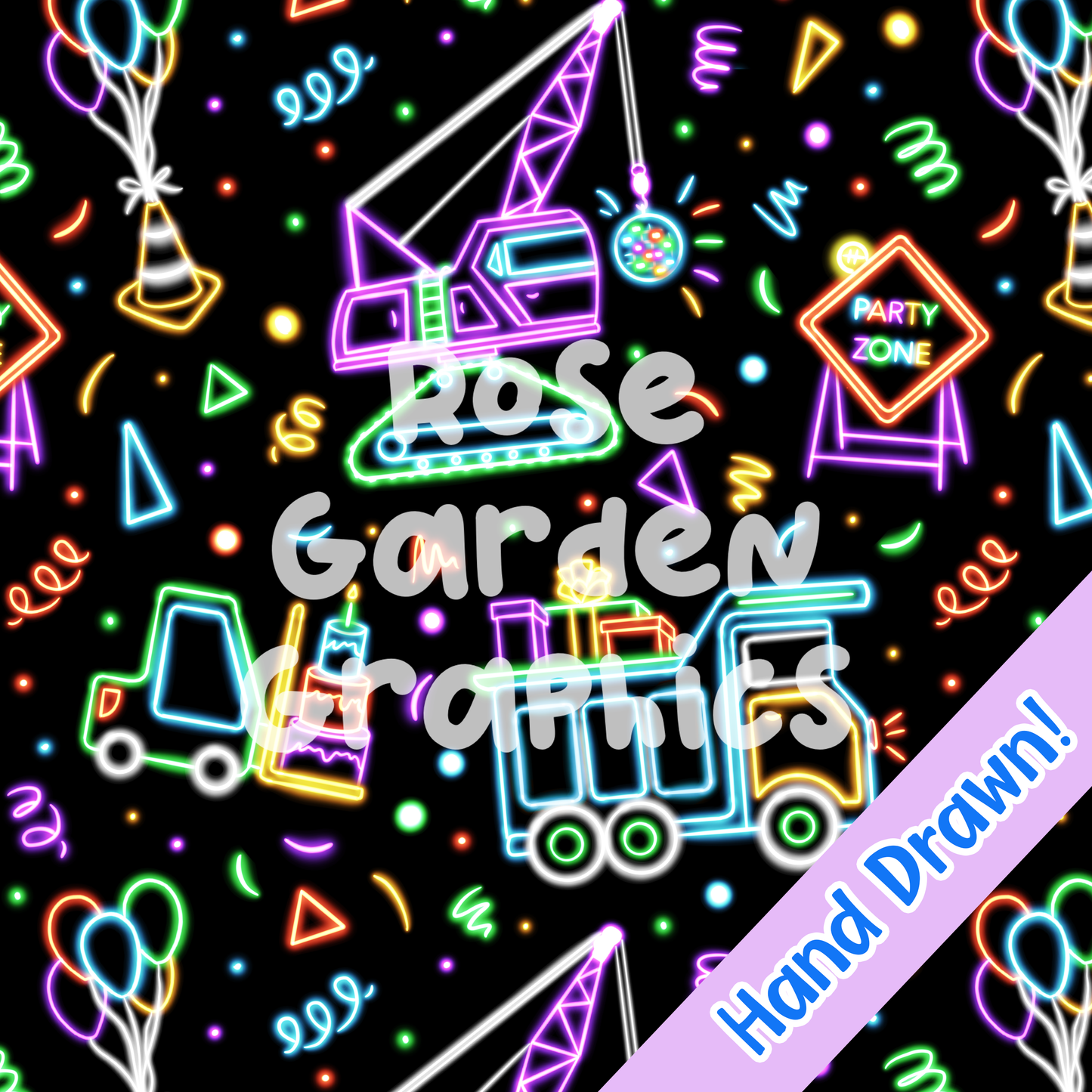 Construction Party Glow Seamless Image