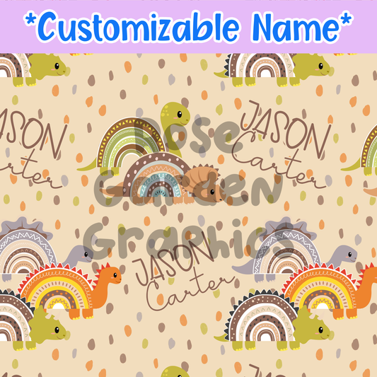 Dino Rainbows Custom Name Seamless File ($5 per name file)