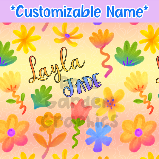 Doodle Flowers Custom Name Seamless File ($5 per name file)